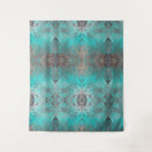 Aqua blue turquoise en grijze abstracte nood wandkleed (Voorkant)
