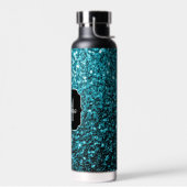 Aqua blue Turquoise faux glitter sparkles Monogram Waterfles (Links)