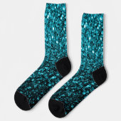 Aqua blue Turquoise faux glitter sparkles Sokken (Links)