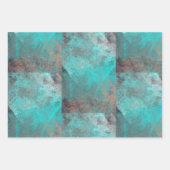 Aqua Blue Turquoise N Grey Distressed Abstract Inpakpapier Vel (Voorkant)
