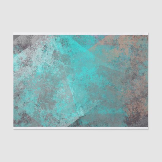 Aqua Blue Turquoise N Grey Distressed Abstract Tissuepapier (Voorkant)
