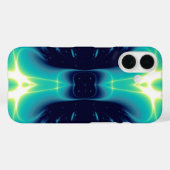 AQUA BLUE TURQUOISE WITTE LICHTE WAVES Case-Mate iPhone CASE (Achterkant (horizontaal))