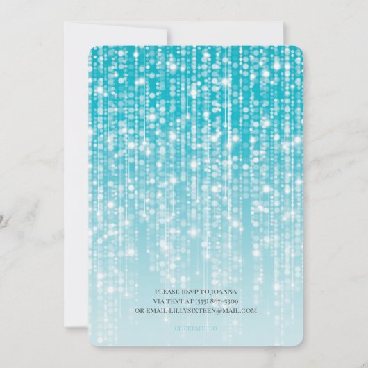 Aqua Blue Twinkle Light Foil Balloon 16th Birthday Kaart (Achterkant)
