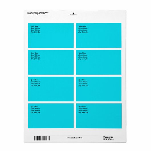 Aqua Blue Verzendlabel (Full Sheet)