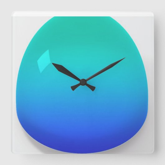 Aqua Blue Vierkante Klok (Voorkant)