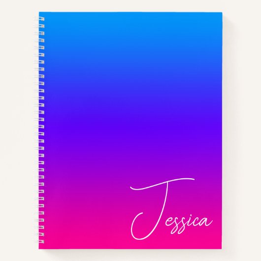 Aqua Blue Violet Paarse en Hot Pink Ombre Notitieboek (Voorkant)