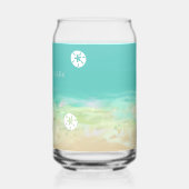Aqua Blue Water Beach Bruiloft Aangepaste namen Blikvorm Glas (Links)