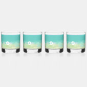 Aqua Blue Water Beach Bruiloft Aangepaste namen Whisky Glas (Links)
