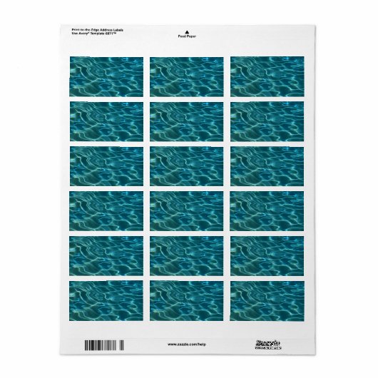 Aqua Blue Water Pattern, rimpeling oceaangolven Etiket (Full Sheet)