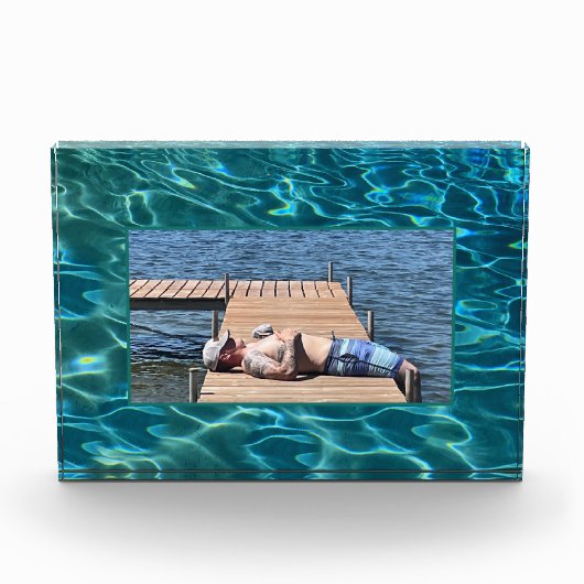 Aqua Blue Water Pattern, rimpeling oceaangolven Fotoblokken (Voorkant)