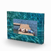 Aqua Blue Water Pattern, rimpeling oceaangolven Fotoblokken (Rechts)