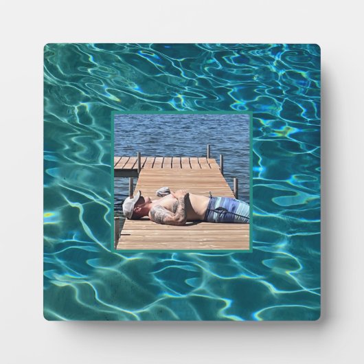 Aqua Blue Water Pattern, rimpeling oceaangolven Fotoplaat (Voorkant)