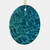 Aqua Blue Water Pattern, rimpeling oceaangolven Keramisch Ornament (Rechts)