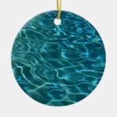 Aqua Blue Water Pattern, rimpeling oceaangolven Keramisch Ornament (Voorkant)