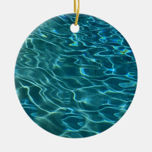 Aqua Blue Water Pattern, rimpeling oceaangolven Keramisch Ornament (Voorkant)