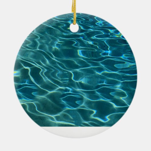 Aqua Blue Water Pattern, rimpeling oceaangolven Keramisch Ornament (Achterkant)