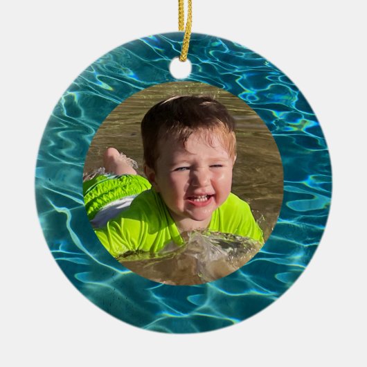 Aqua Blue Water Pattern, rimpeling oceaangolven Keramisch Ornament (Voorkant)