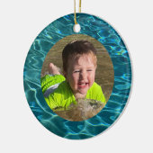 Aqua Blue Water Pattern, rimpeling oceaangolven Keramisch Ornament (Links)