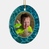 Aqua Blue Water Pattern, rimpeling oceaangolven Keramisch Ornament (Rechts)