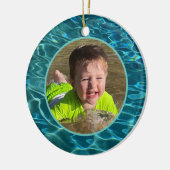 Aqua Blue Water Pattern, rimpeling oceaangolven Keramisch Ornament (Links)