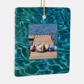 Aqua Blue Water Pattern, rimpeling oceaangolven Keramisch Ornament (Rechts)