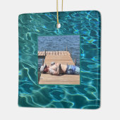 Aqua Blue Water Pattern, rimpeling oceaangolven Keramisch Ornament (Links)