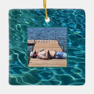 Aqua Blue Water Pattern, rimpeling oceaangolven Keramisch Ornament
