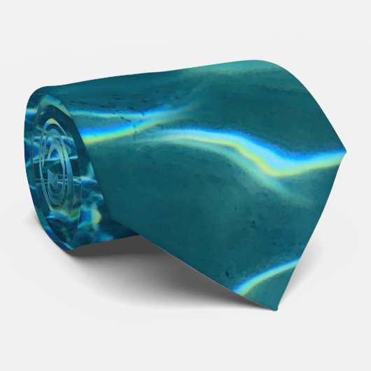 Aqua Blue Water Pattern, rimpeling oceaangolven Stropdas (Opgerold)