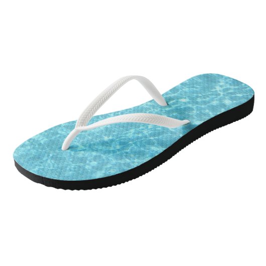Aqua Blue Water White Slim Straps Volwassen Trendy Teenslippers (Schuin)