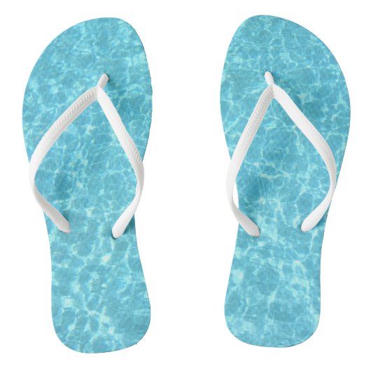 Aqua Blue Water White Slim Straps Volwassen Trendy Teenslippers (Voetbed)