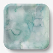Aqua Blue Watercolor Wedding Paper Plates Papieren Bordje (Voorkant)