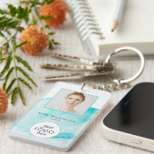 Aqua Blue Waterverf Achtergrond Badge Sleutelhanger (Voorkant Rechts)