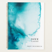 Aqua Blue Waterverf Background Planner