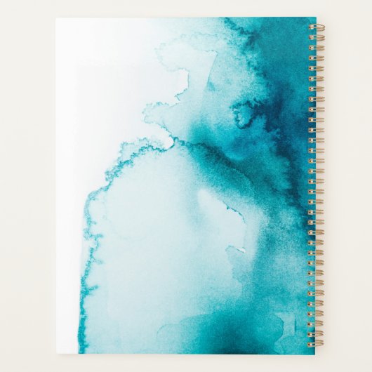 Aqua Blue Waterverf Background Planner (Achterkant)