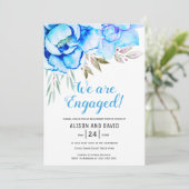 Aqua blue waterverf bloembloemen bloemenverloving kaart (Staand voorkant)