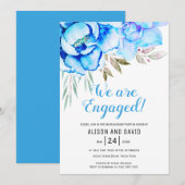 Aqua blue waterverf bloembloemen bloemenverloving kaart (Voorkant / Achterkant)