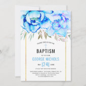 Aqua blue waterverf bloemen bloemen Baptisme Kaart (Voorkant)