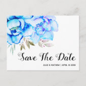 Aqua blue waterverf bloemen floral Save the Date Briefkaart (Voorkant)