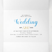 Aqua blue waterverf bloemen met RSVP bruiloft Drieluik Uitnodiging (Binnenkant midden)