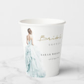 Aqua Blue Waterverf Bruidsjurk Vrijgezellenfeest Papieren Bekers (Achterkant)