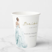 Aqua Blue Waterverf Bruidsjurk Vrijgezellenfeest Papieren Bekers (Voorkant)