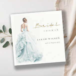 Aqua Blue Waterverf Bruidsjurk Vrijgezellenfeest Servet