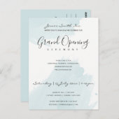 AQUA BLUE WATERVERF BRUSHSTROKE OPENING CEREMONY BRIEFKAART (Voorkant / Achterkant)