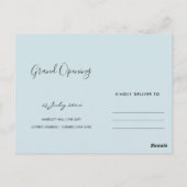 AQUA BLUE WATERVERF BRUSHSTROKE OPENING CEREMONY BRIEFKAART (Achterkant)