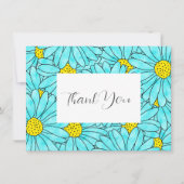Aqua Blue Waterverf Daisy Pattern Bedankkaart (Voorkant)