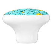 Aqua Blue Waterverf Daisy Pattern Keramische Knop (Zijkant)