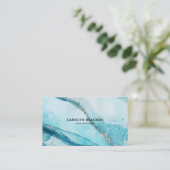 Aqua Blue Waterverf Elegant minimalist Visitekaartje (Staand voorkant)