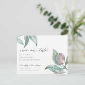 AQUA BLUE WATERVERF FOLIAGE OLIVE BEWAREN DE DATUM AANKONDIGINGSKAART (Staand voorkant)
