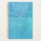 Aqua Blue Waterverf Gepersonaliseerde Planner (Voorkant)