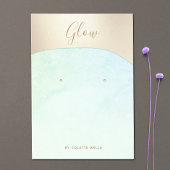 Aqua Blue Waterverf Gold Script Earning Display Visitekaartje